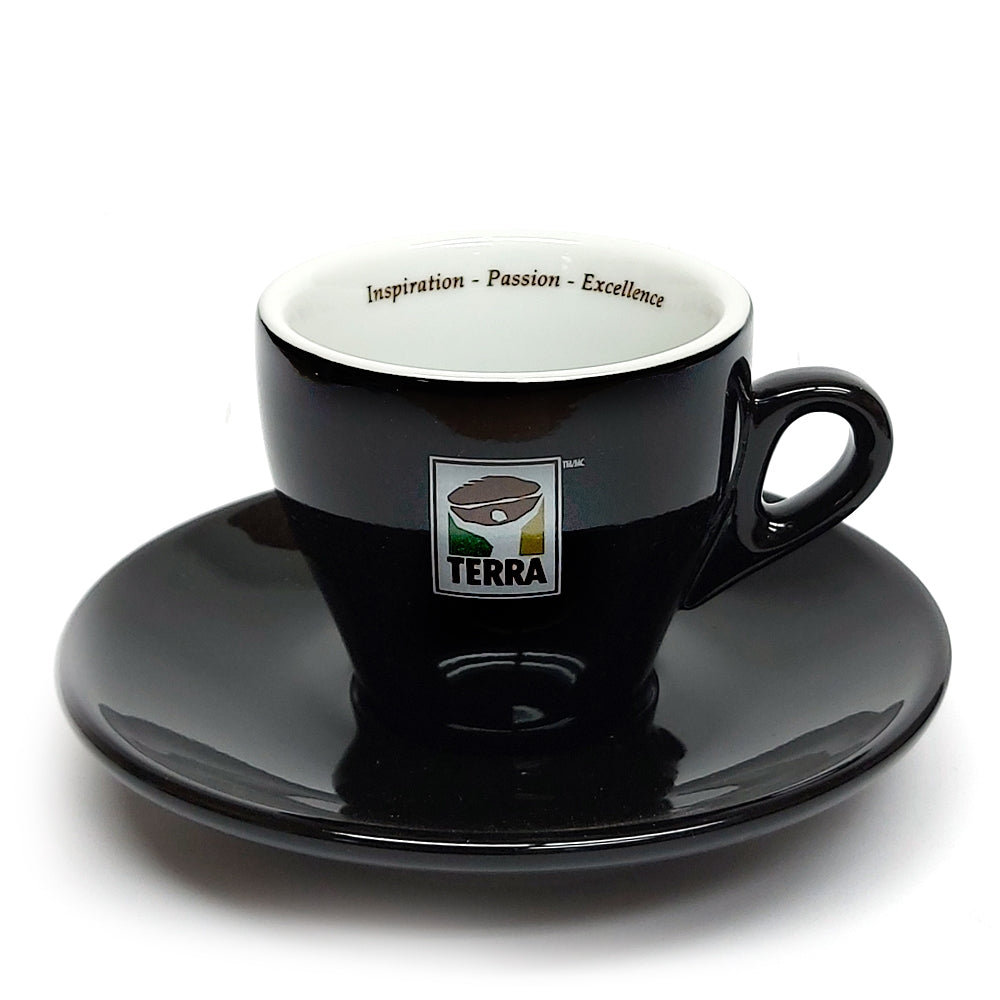 TASSE À CAPPUCCINO & SOUCOUPE NOIRE TERRA (6 oz)