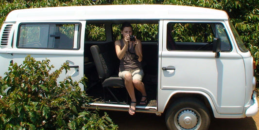 Aimée Granito of Terra Coffee and Tea visiting a coffee plantation.